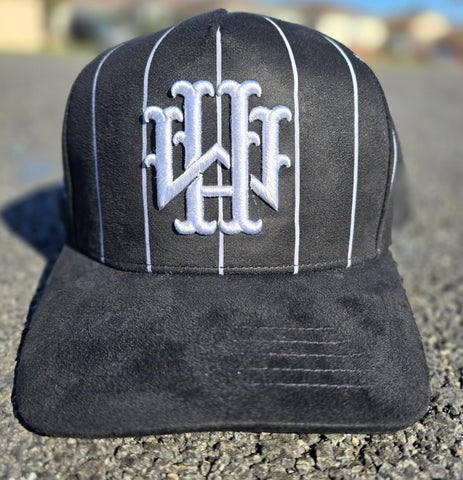 ""NEW"" Black & White Monogram Pinstripe Snapback Hat