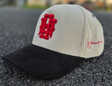 "NEW Red and Black on Cream Corduroy Monogram Snapback