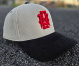 "NEW Red and Black on Cream Corduroy Monogram Snapback