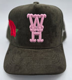 ""NEW"" WeHereX Roses Suede Olive Snapback