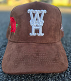 ""NEW"" WeHereX Roses Suede Brown Snapback