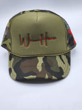 WeHere Signature Camo and Red Trucker
