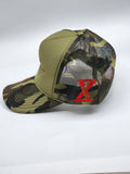 WeHere Signature Camo and Red Trucker